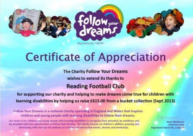 reading certifiate of fundraising